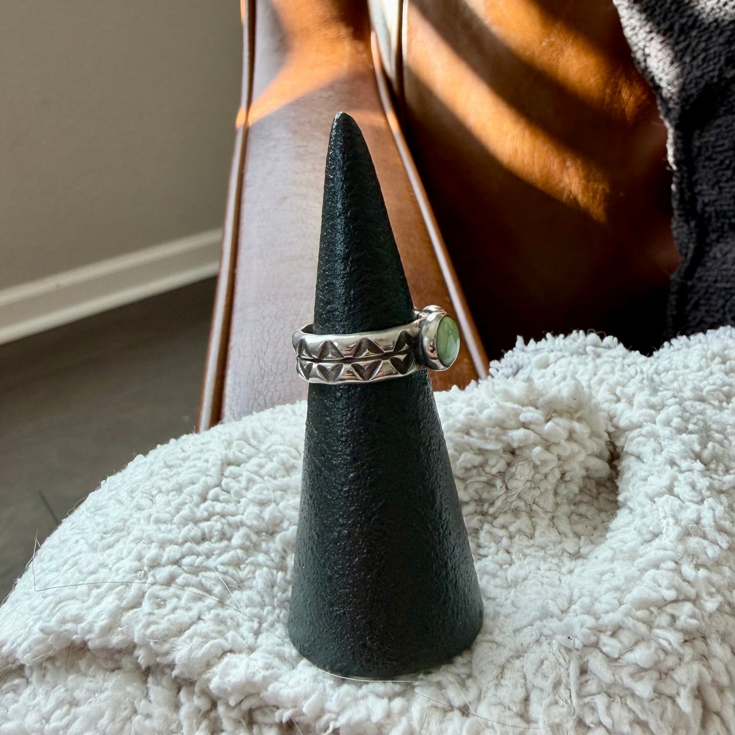 New Lander Variscite Three Stone Ring - Size 7