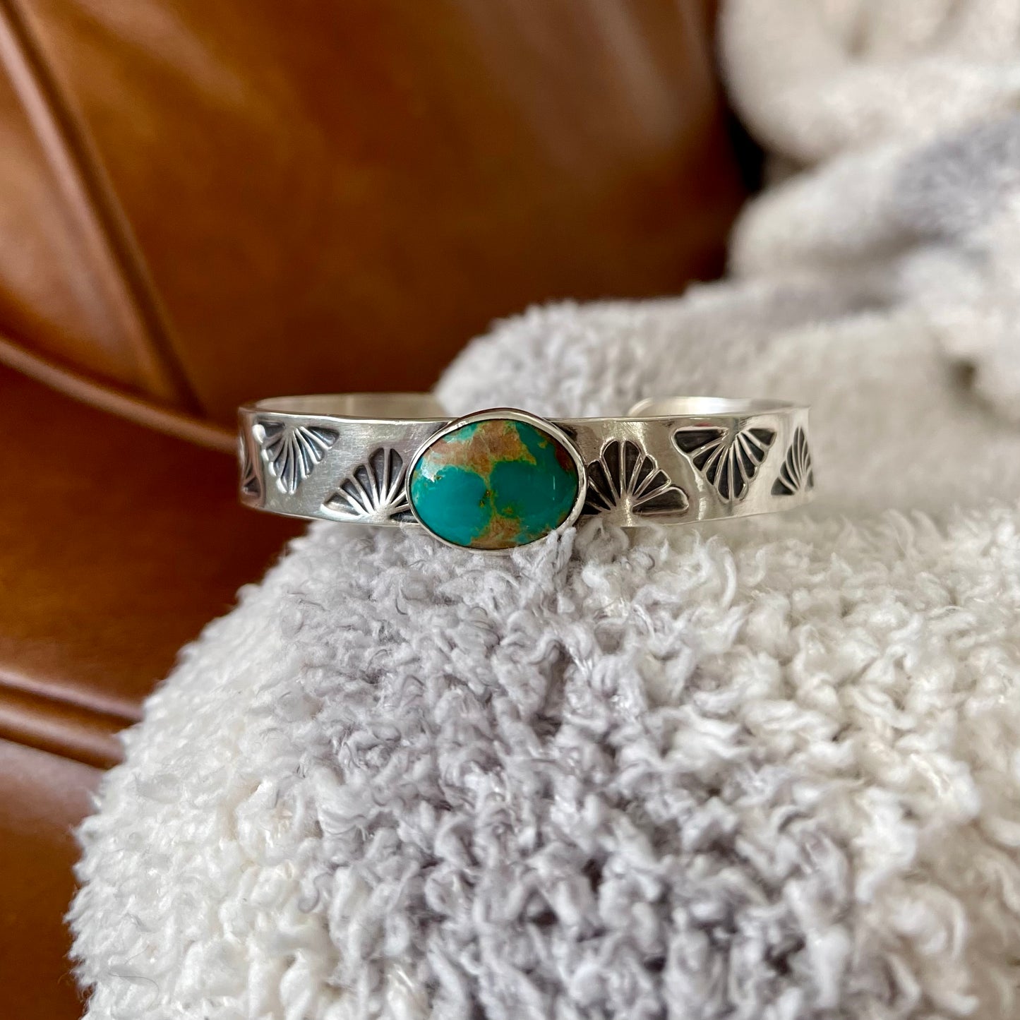 Armenian Turquoise Stamped Stacker Cuff