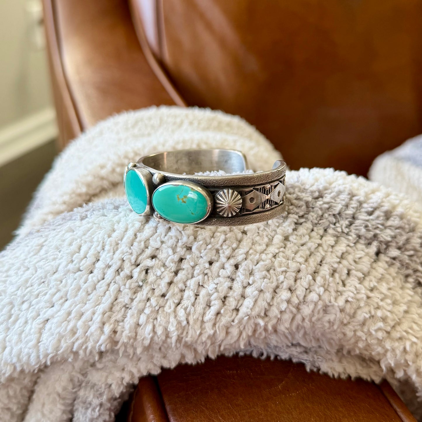 Turquoise Mountain Stamped Cuff