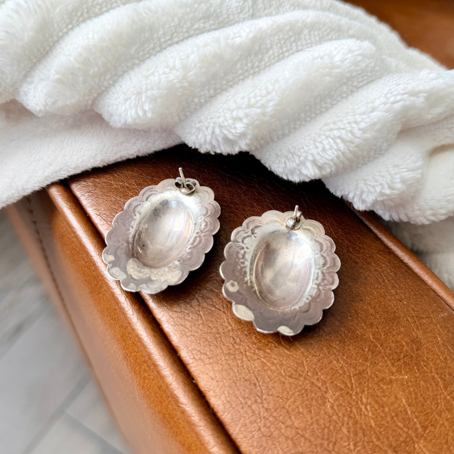 Vintage Stamped Concho Earrings