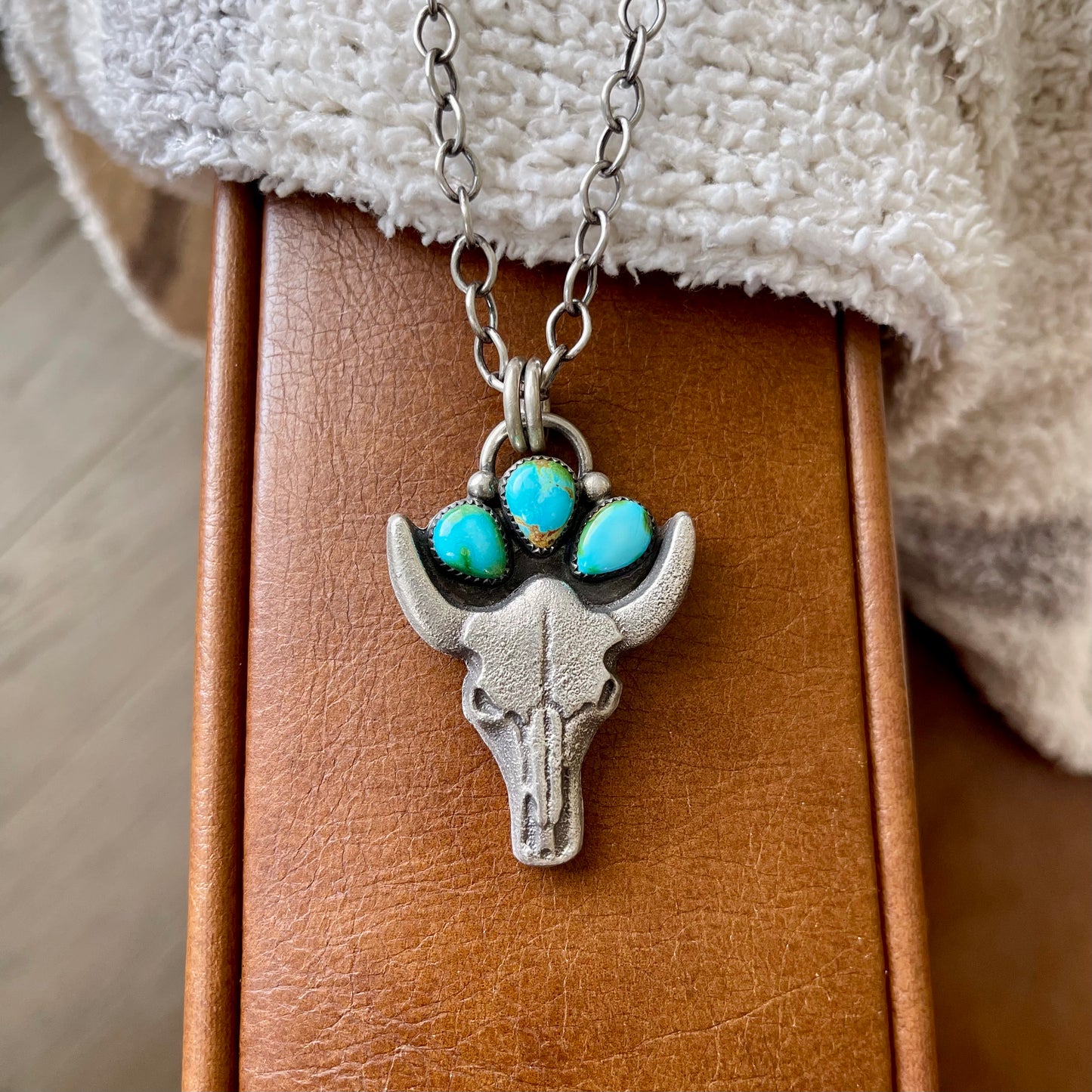 Sonoran Turquoise Cast Skull Necklace