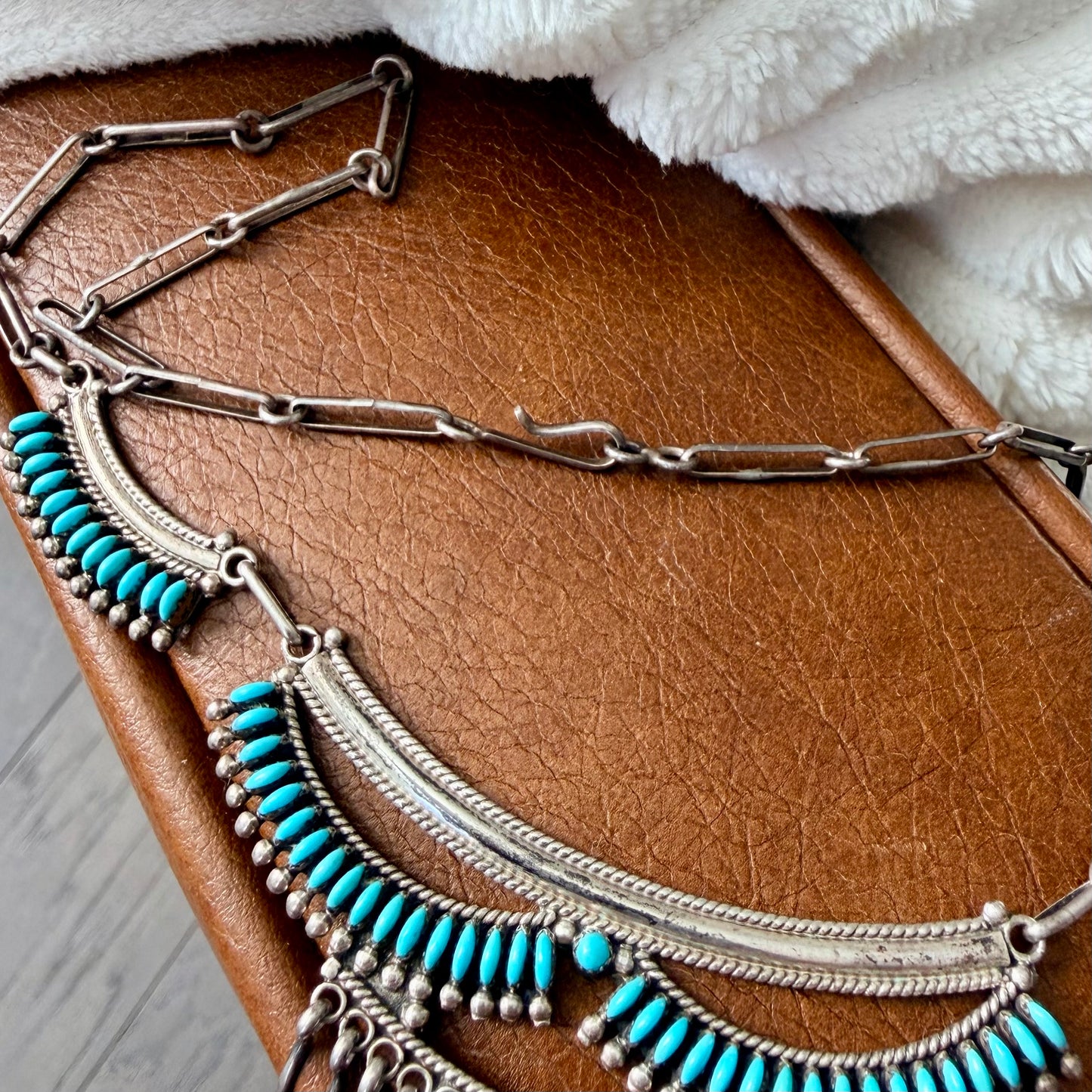 Vintage Zuni Turquoise Needlepoint Necklace