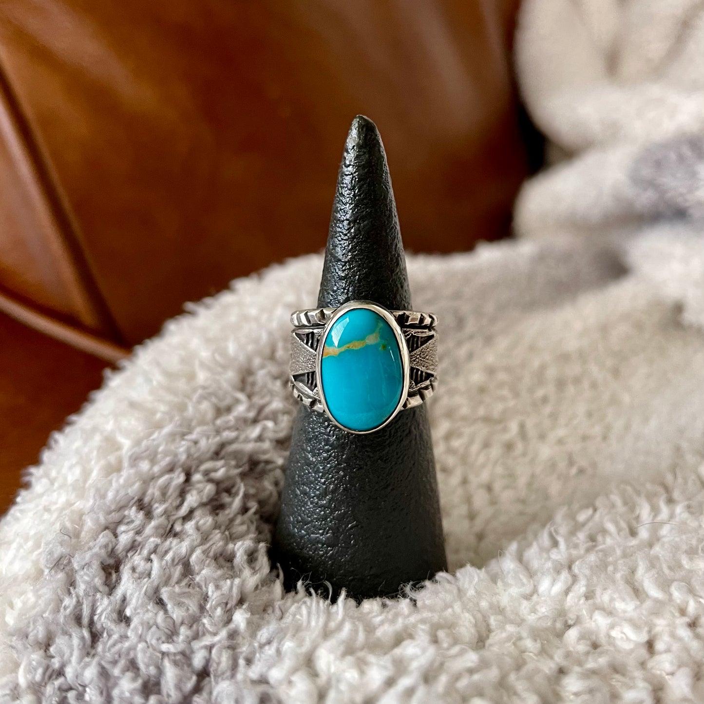 Armenian Turquoise Tapered Ring - Size 7