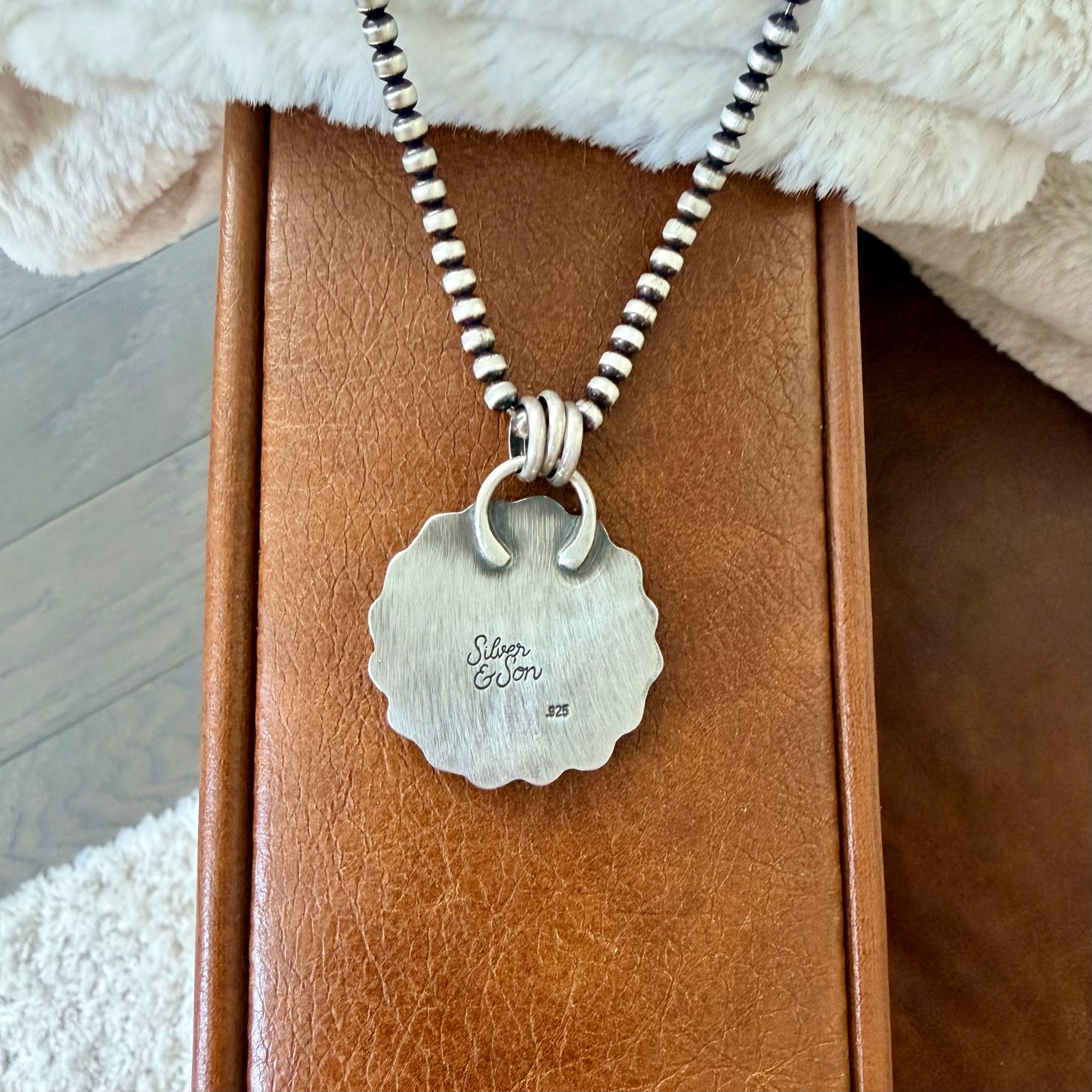 Kingman Turquoise Indian Head Nickel Necklace