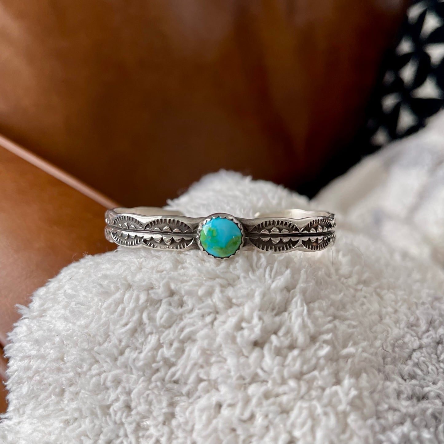 Sonoran Turquoise Stamped Stacker Cuff