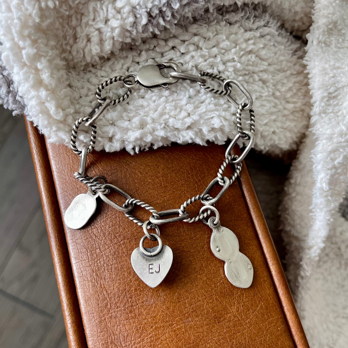 Turquoise Heart Charm Link Bracelet