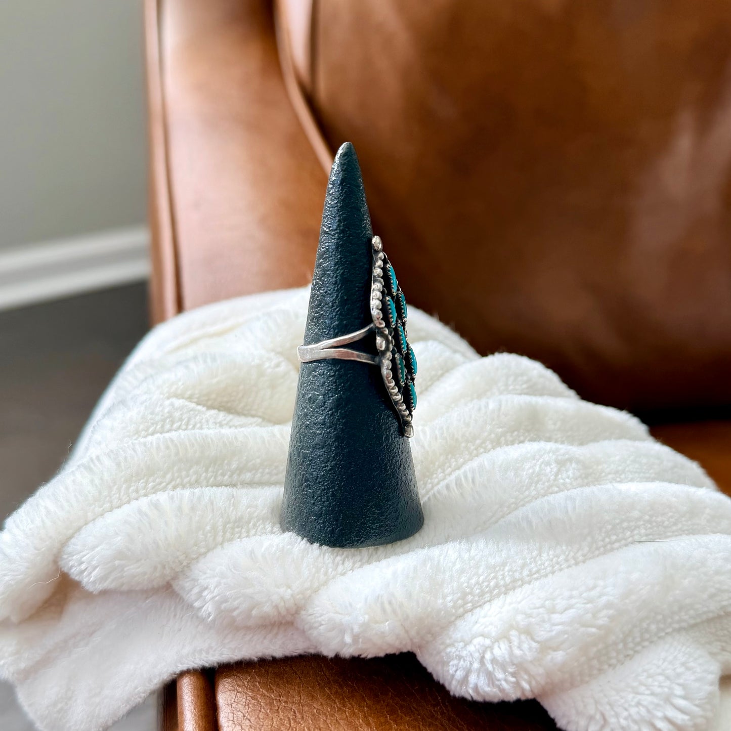 Vintage Zuni Turquoise Ring - Size 8.75