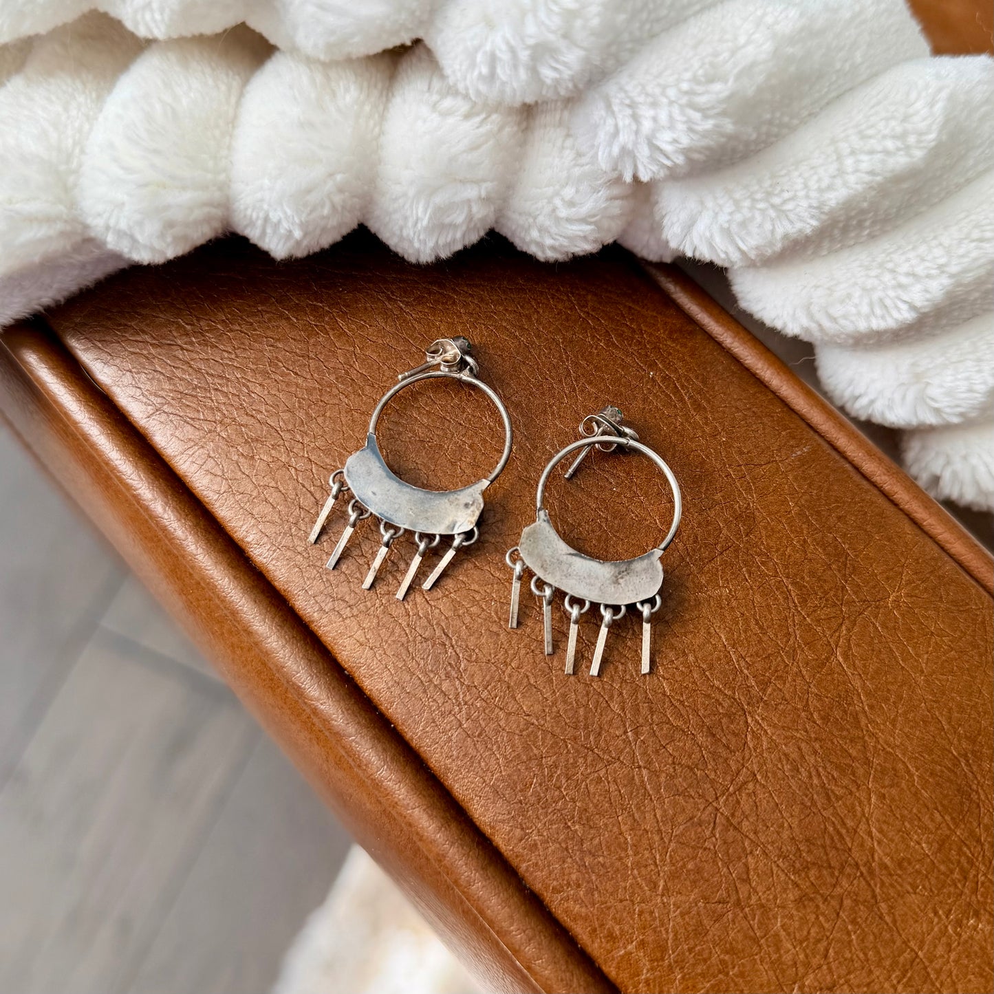 Vintage Zuni Malachite Dangle Earrings