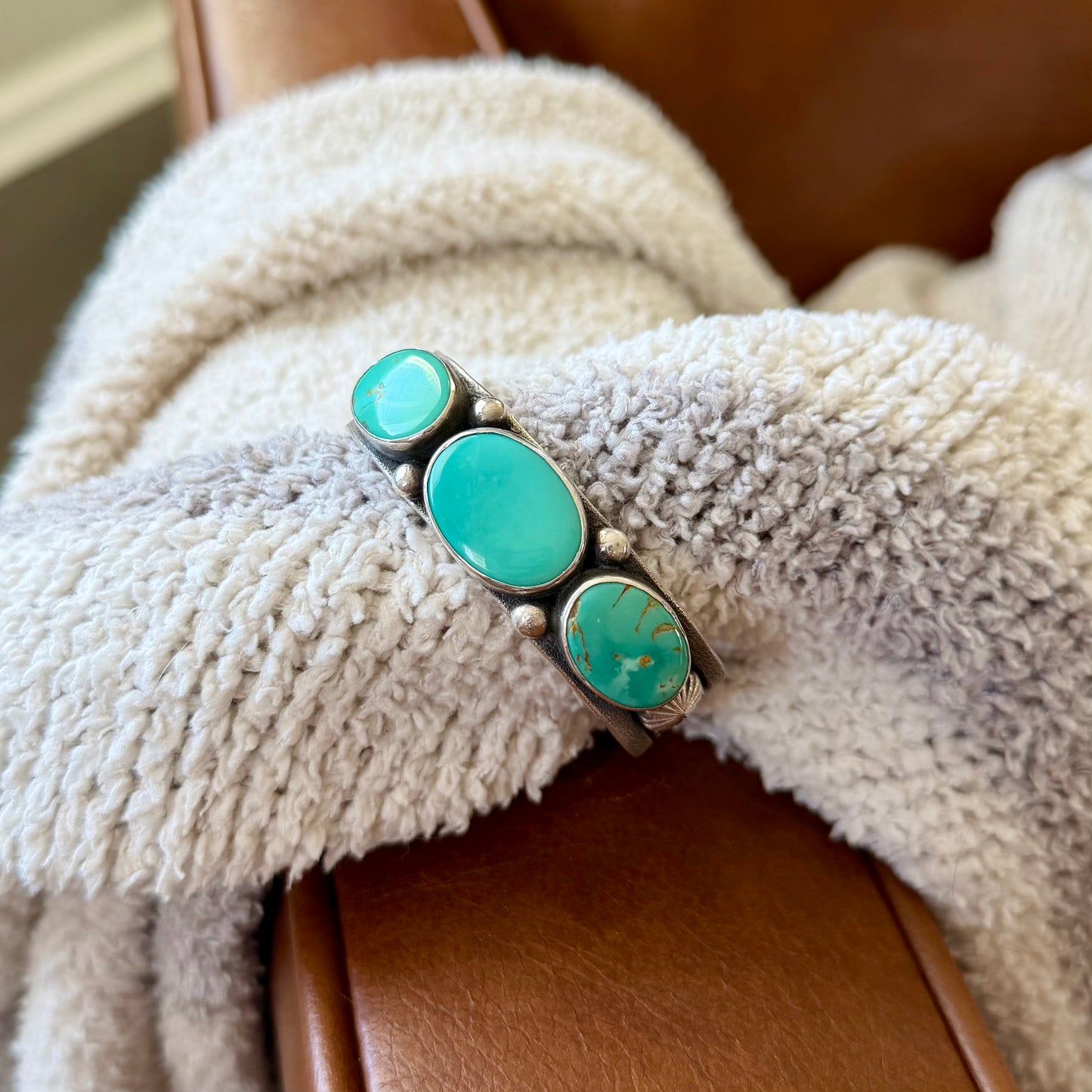 Turquoise Mountain Stamped Cuff