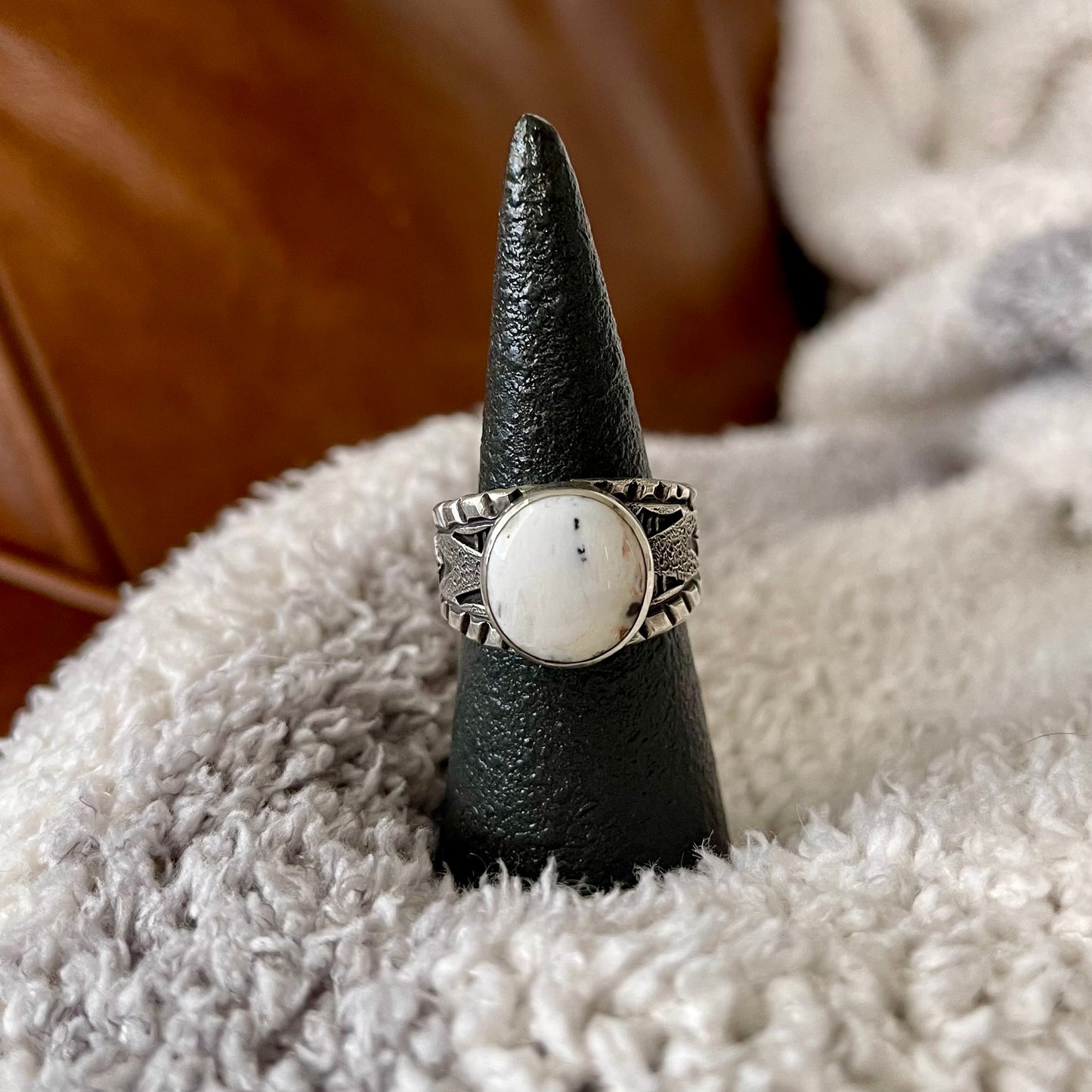 White Buffalo Tapered Ring - Size 8