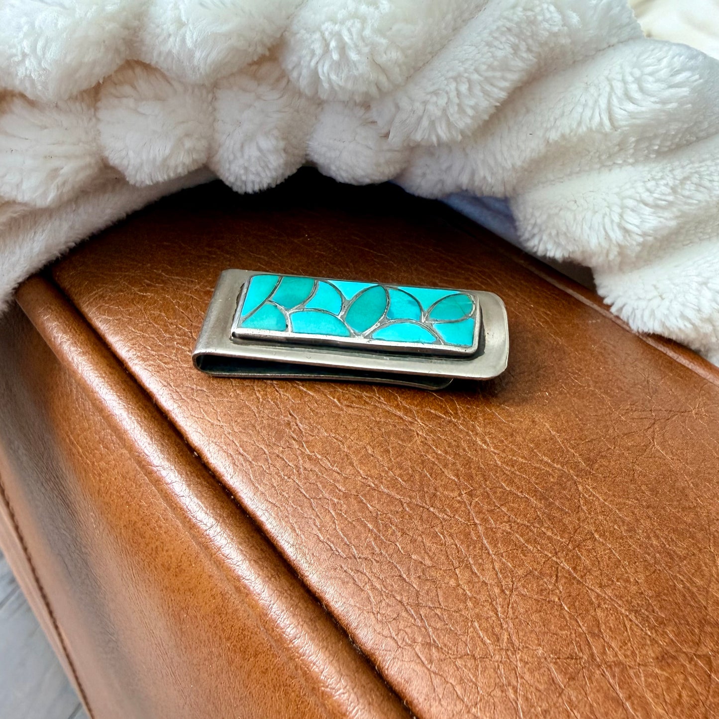 Vintage Turquoise Inlay Money Clip