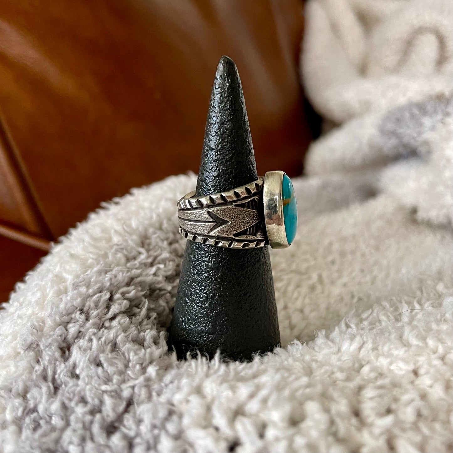 Armenian Turquoise Tapered Ring - Size 7