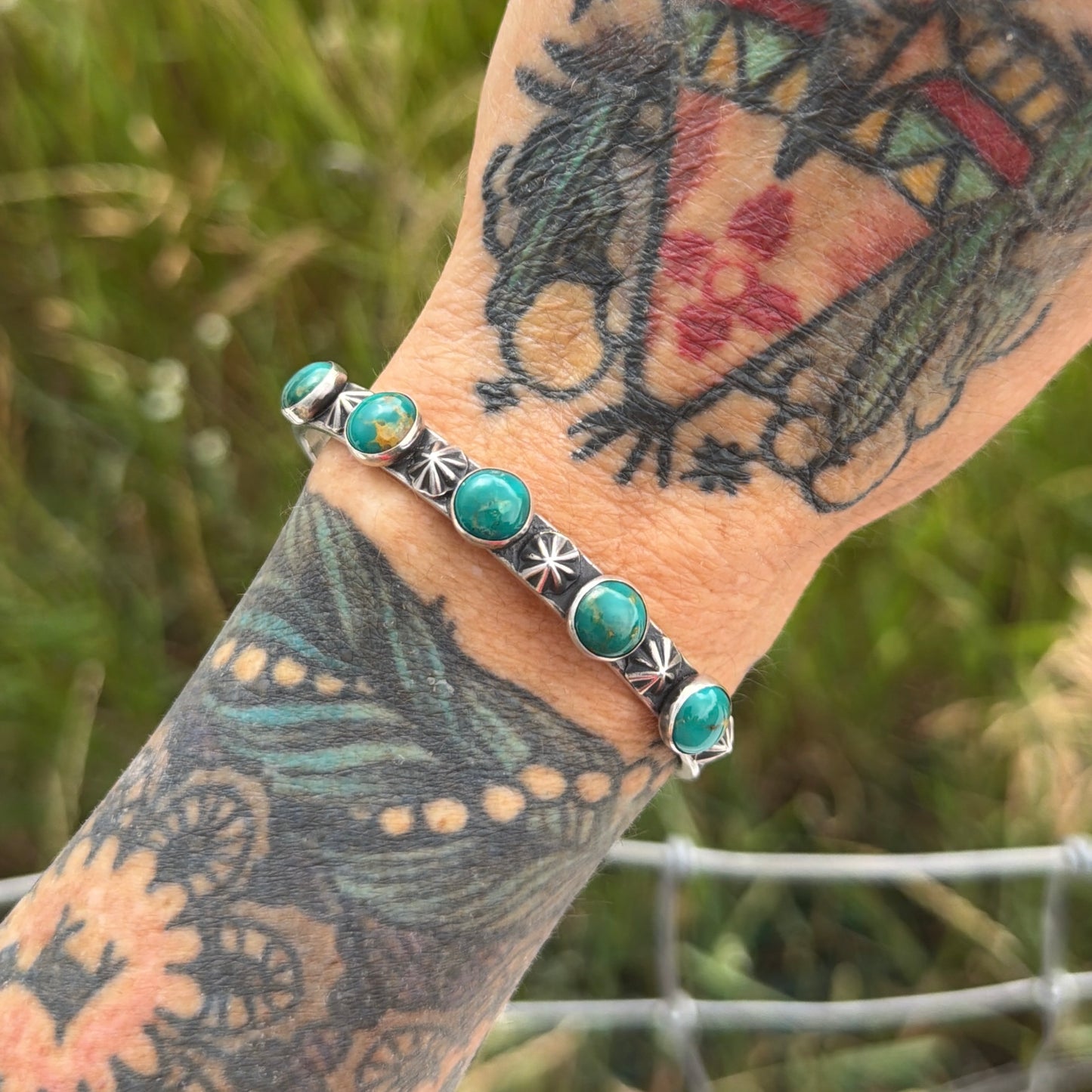 Kingman Turquoise 5 Stone Stacker Cuff