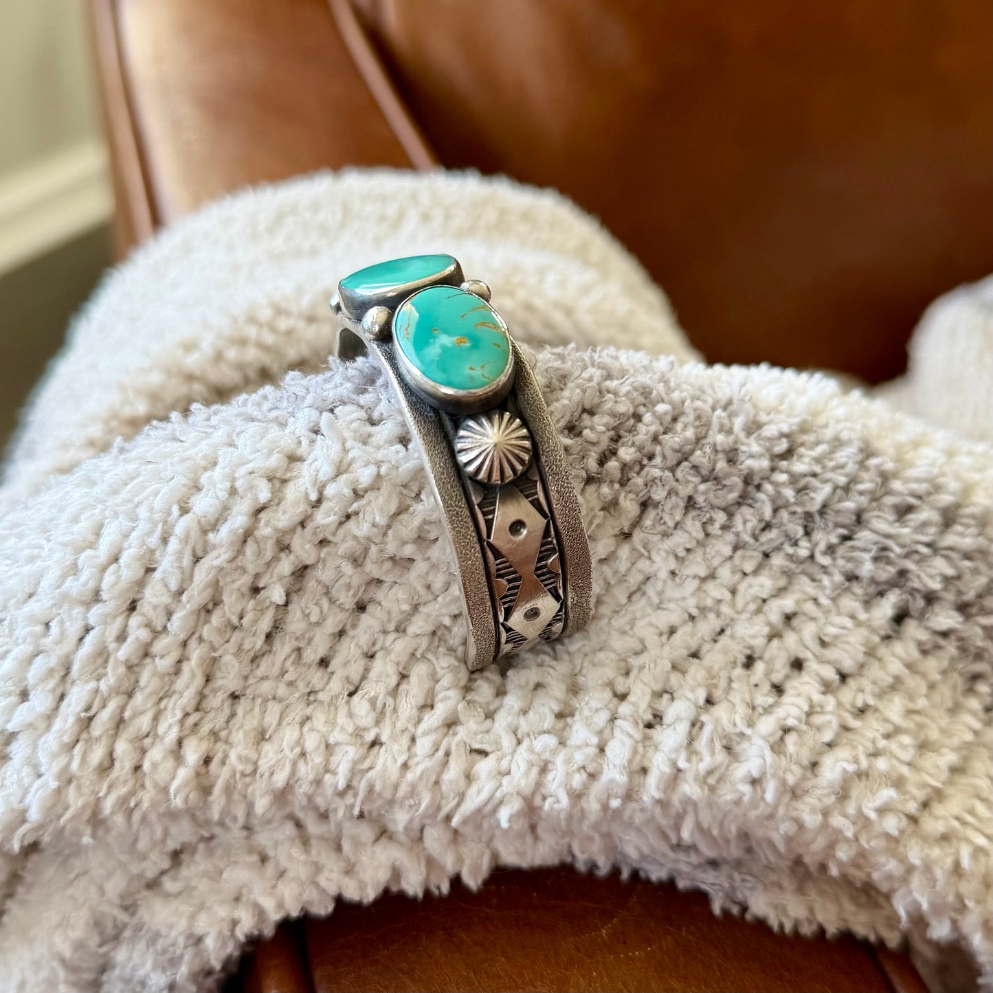 Turquoise Mountain Stamped Cuff