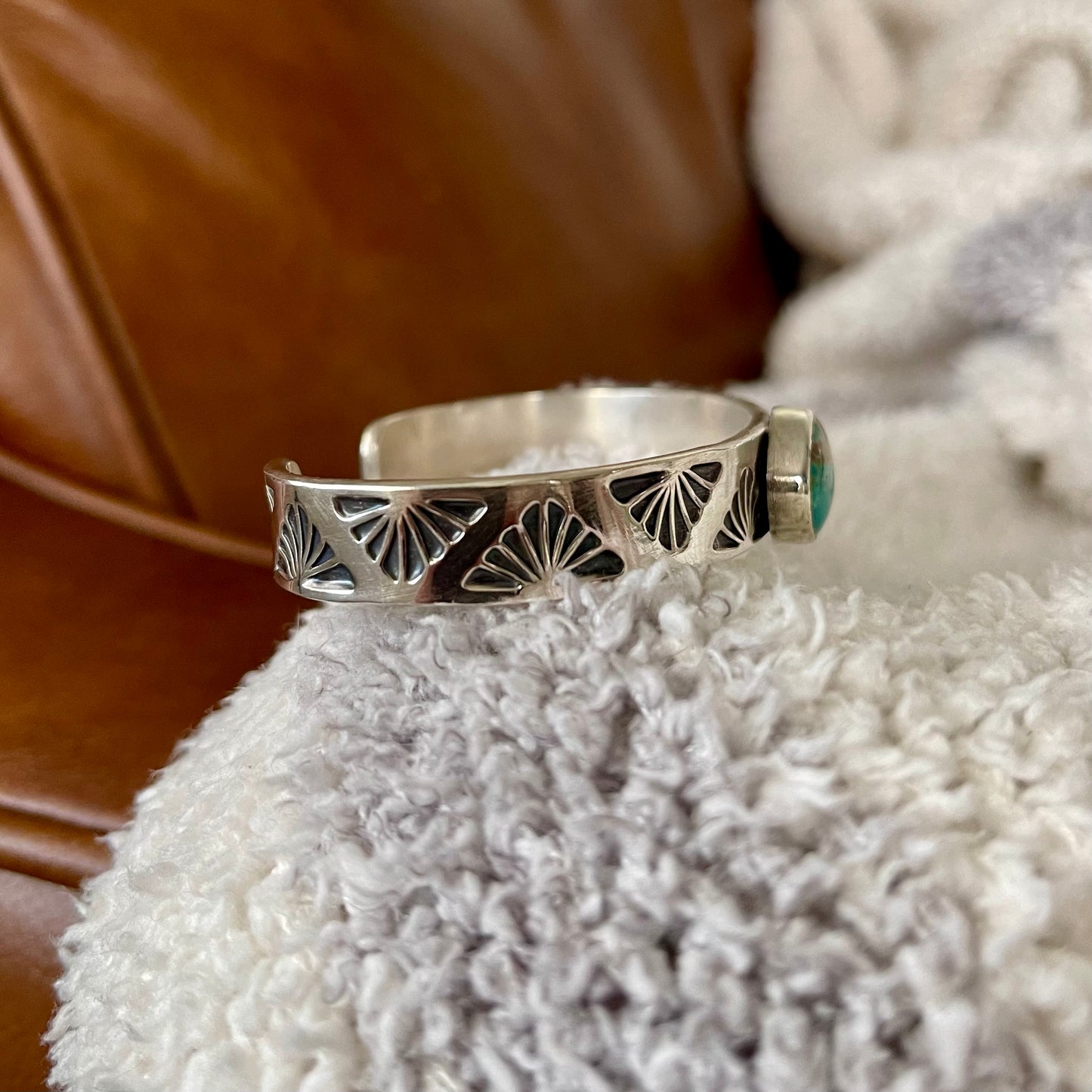 Armenian Turquoise Stamped Stacker Cuff