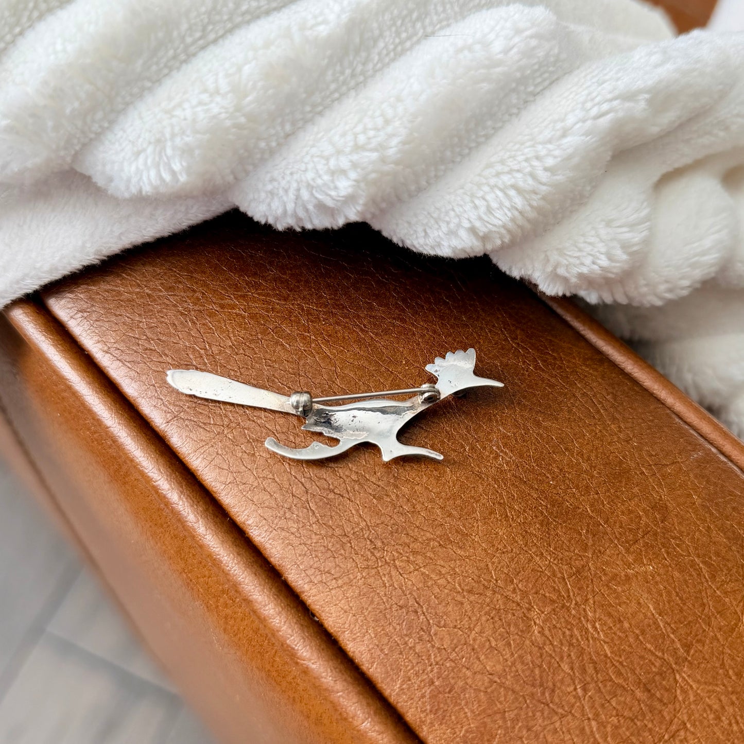 Vintage Turquoise Roadrunner Pin