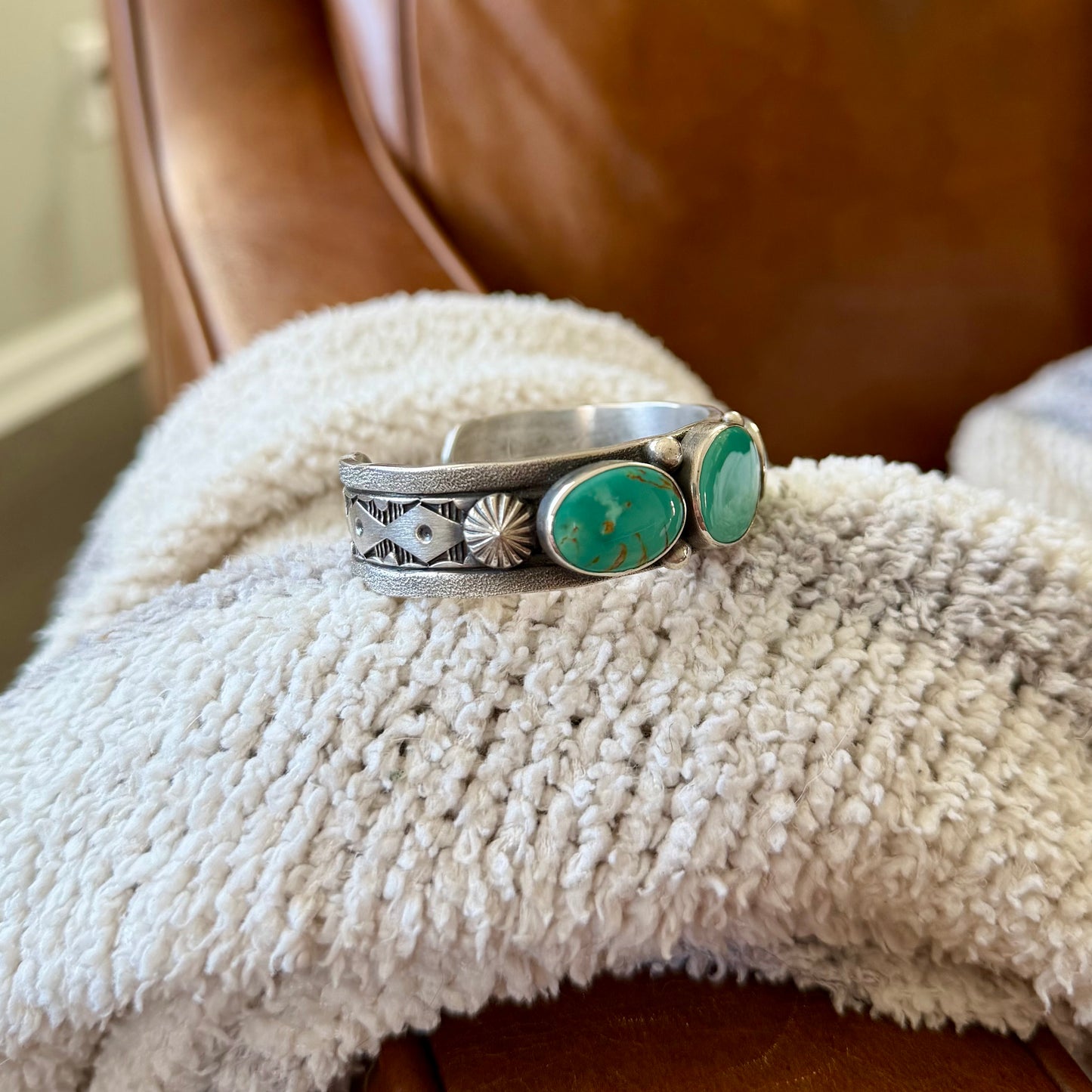 Turquoise Mountain Stamped Cuff