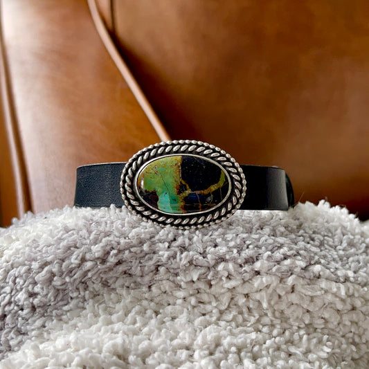 Blackjack Turquoise Adjustable Leather Wrap Bracelet