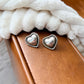 Vintage Puffy Heart Stud Earrings
