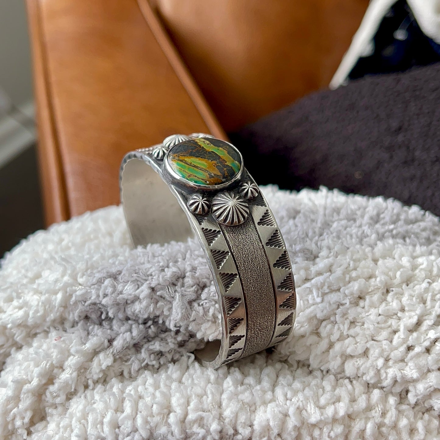 Blackjack Turquoise Chunky Stamped Cuff