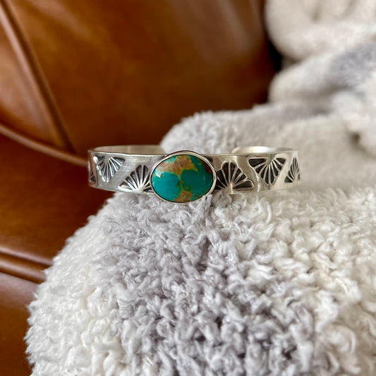 Armenian Turquoise Stamped Stacker Cuff