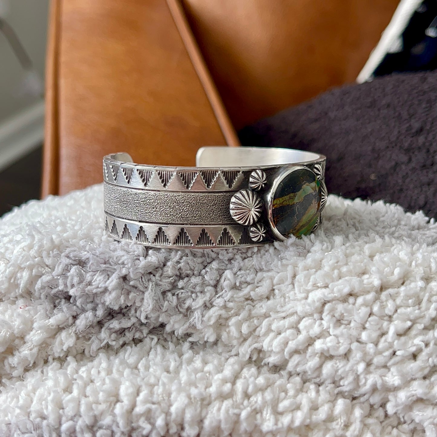 Blackjack Turquoise Chunky Stamped Cuff
