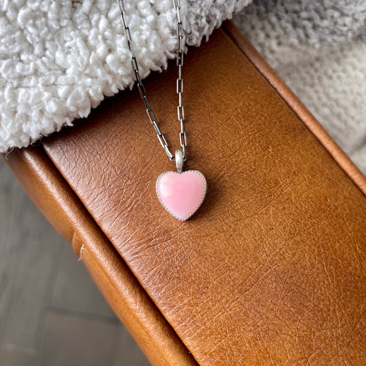 Pink Conch Heart Necklace
