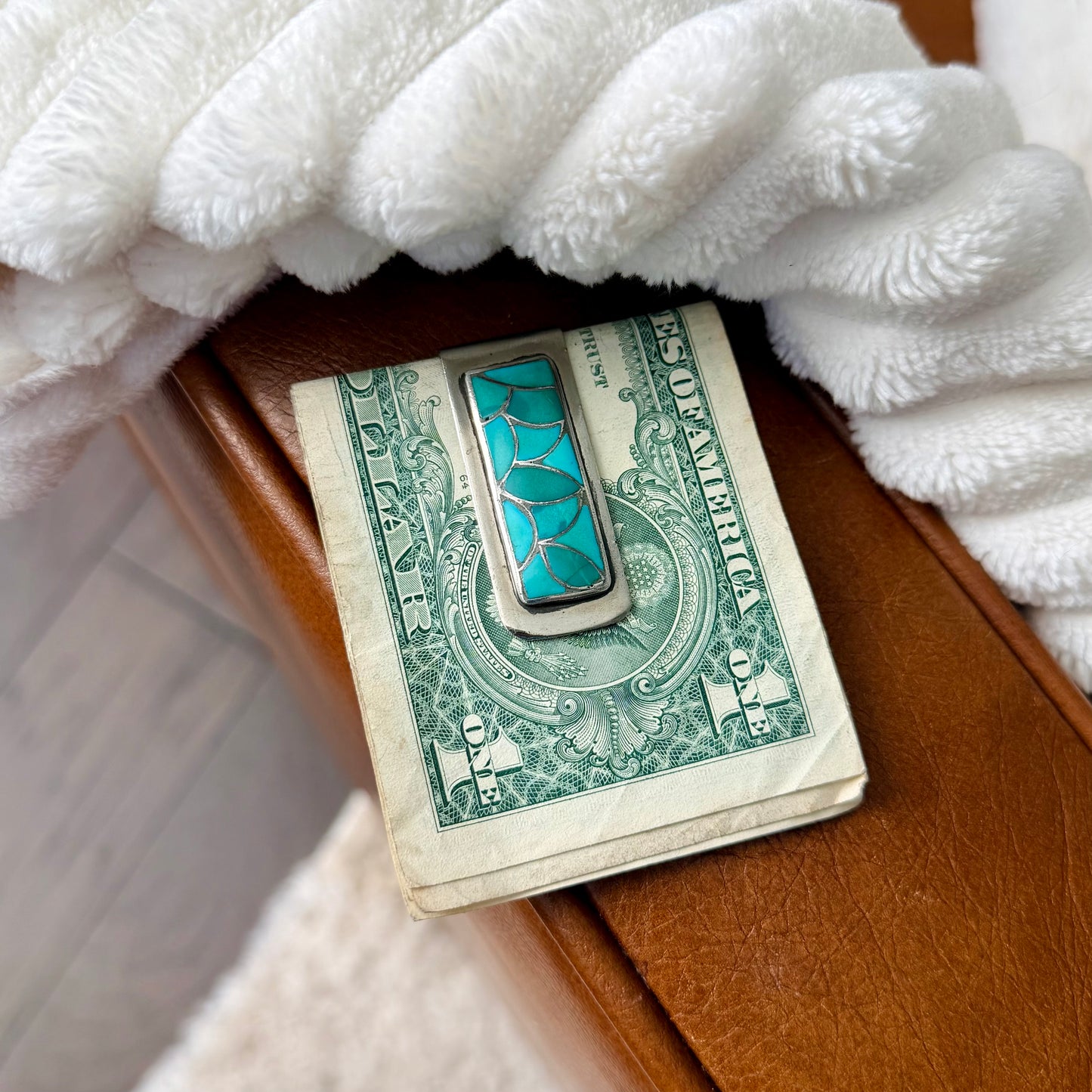 Vintage Turquoise Inlay Money Clip