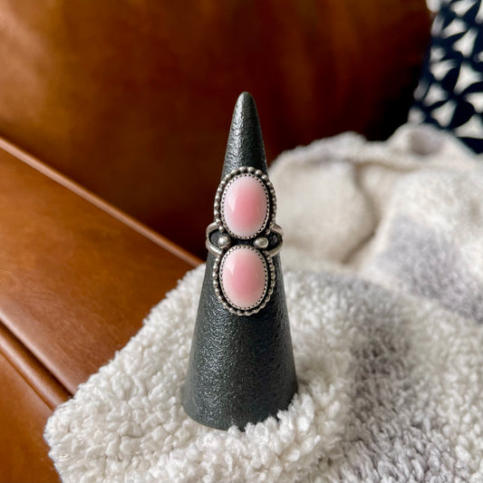Pink Conch Two Stone Ring - Size 7
