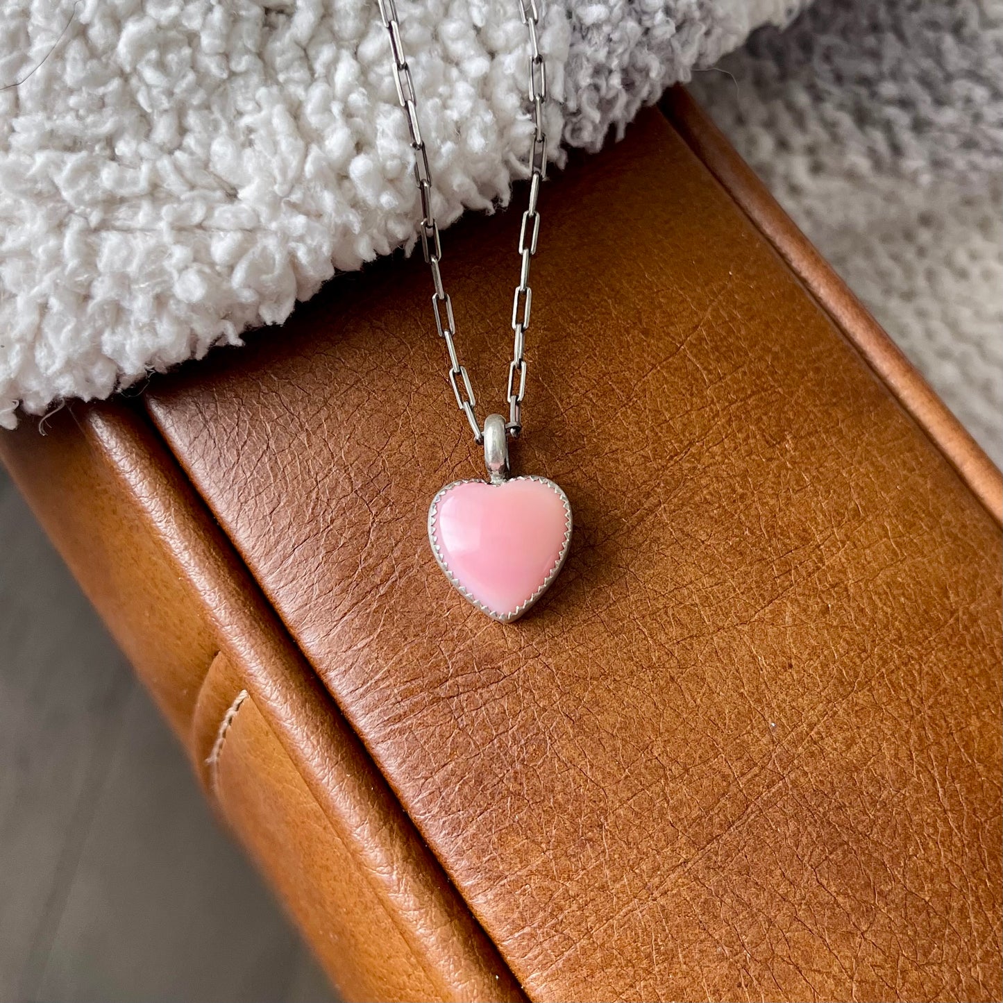 Pink Conch Heart Necklace