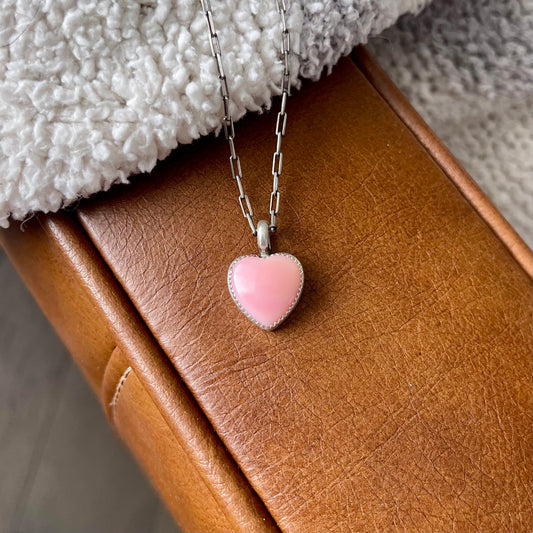 Pink Conch Heart Necklace