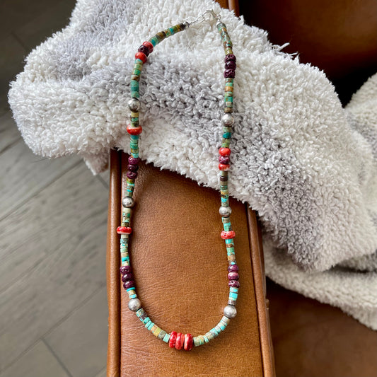Turquoise & Spiny Bead Necklace