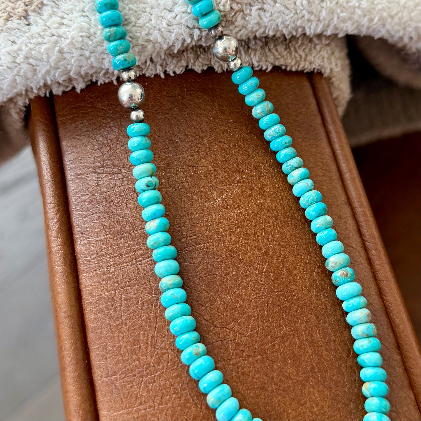 Kingman Turquoise Rondell Bead Necklace