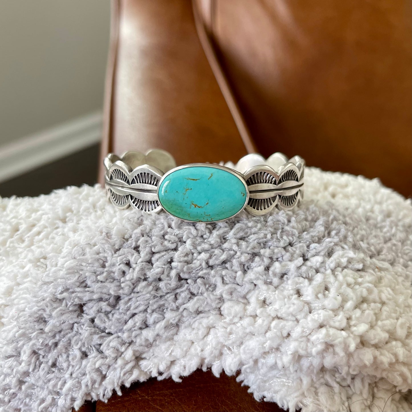 Turquoise Mountain Scalloped Cuff