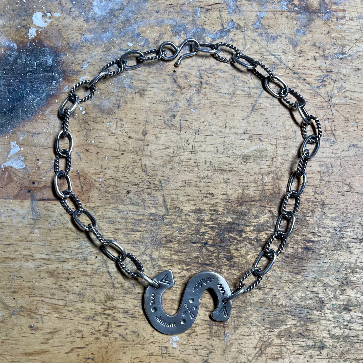 Stamped Initial Chain Link Necklace