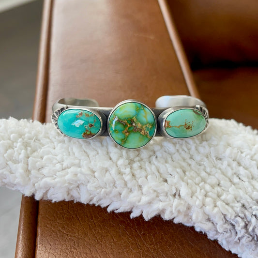 Sonoran & Emerald Valley Turquoise Three Stone Cuff