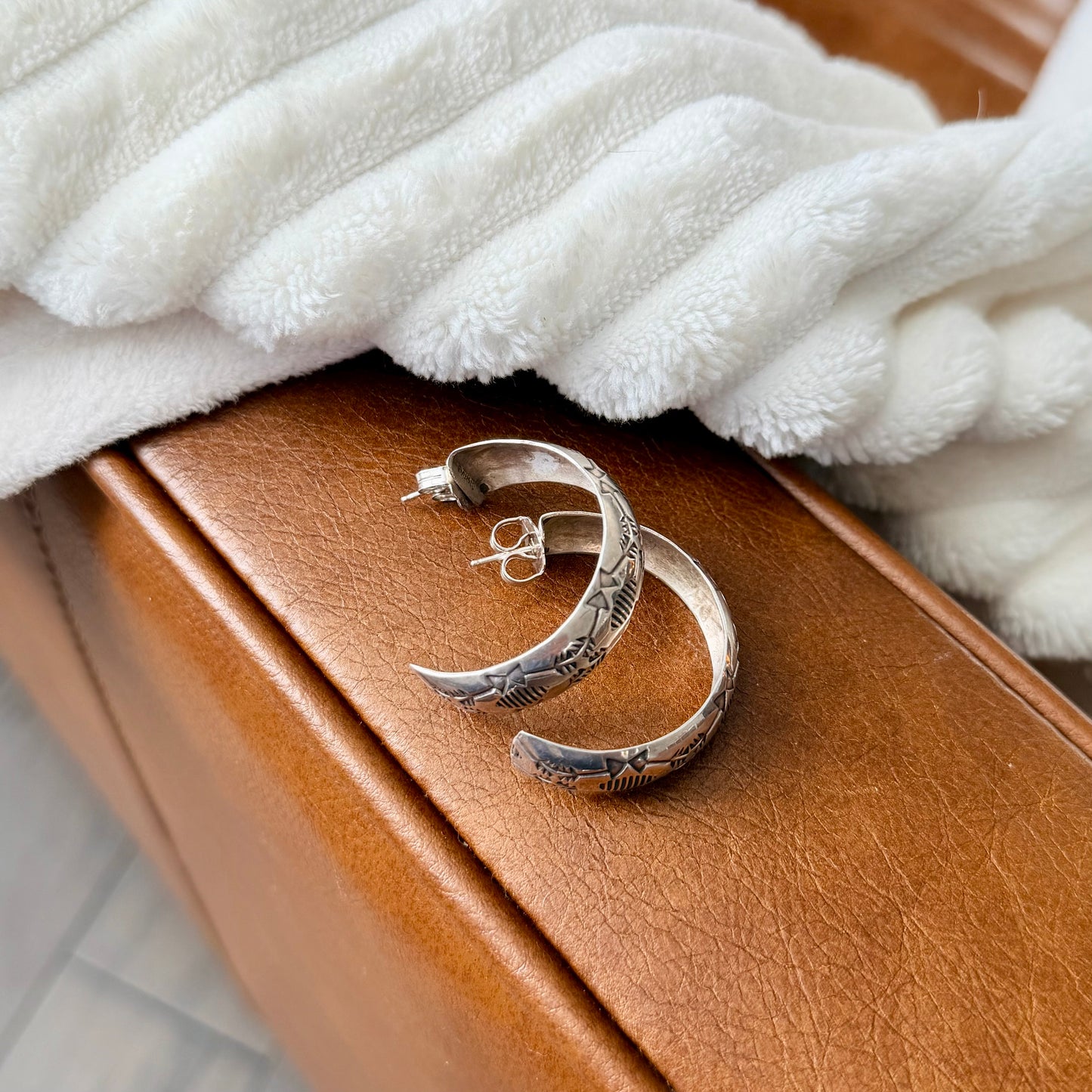 Vintage Stamped Hoop Earrings