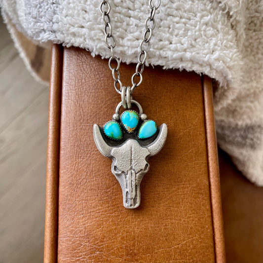 Sonoran Turquoise Cast Skull Necklace