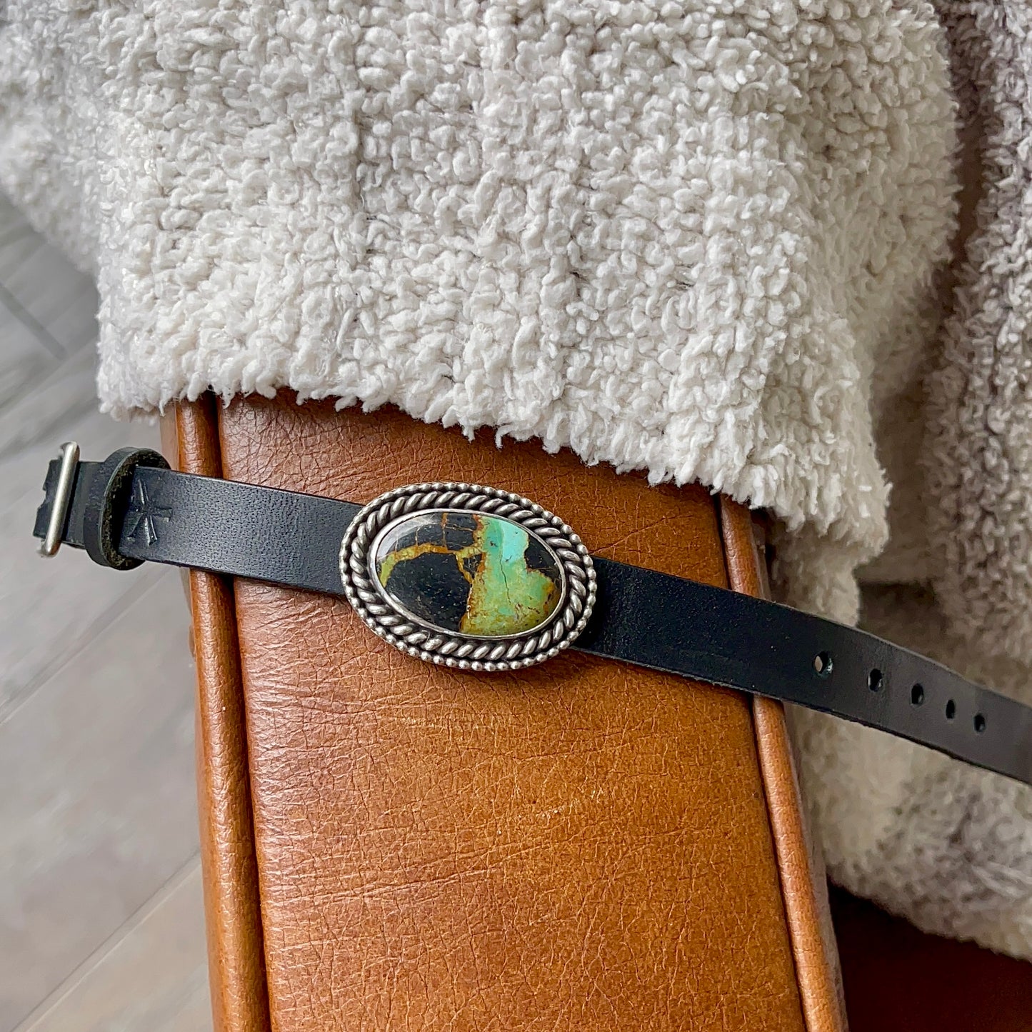 Blackjack Turquoise Adjustable Leather Wrap Bracelet