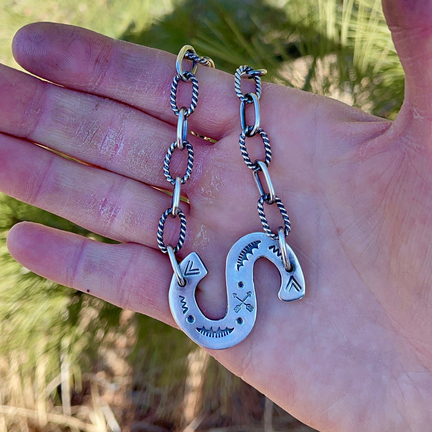 Stamped Initial Chain Link Necklace