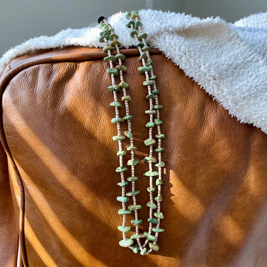 Vintage Double Strand Turquoise Bead Necklace