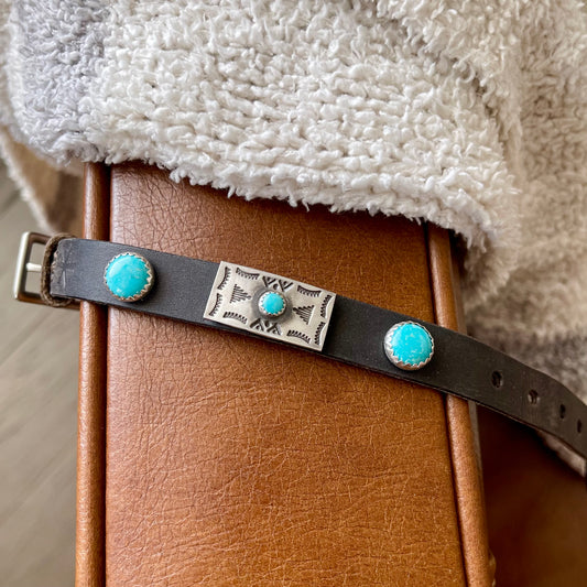 Stamped Concho Adjustable Leather Slide Bracelet