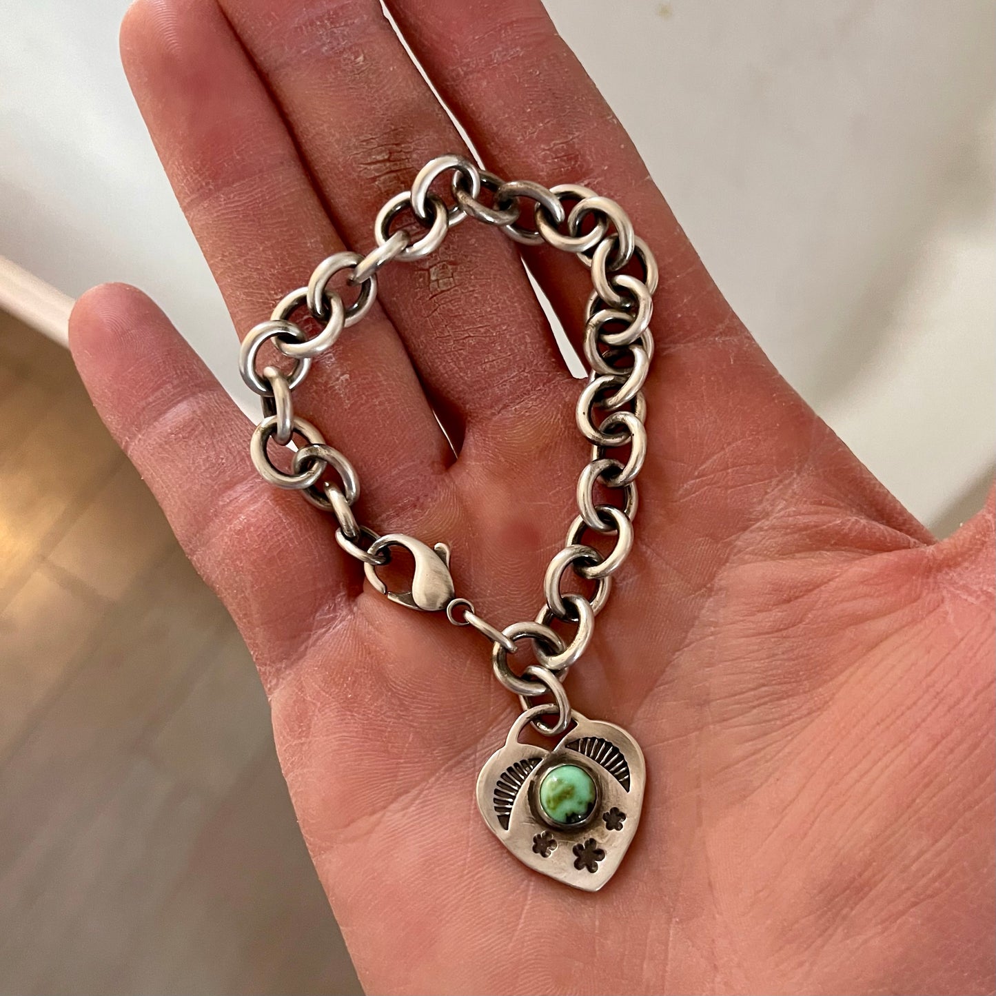 Variscite Heart Charm Bracelet