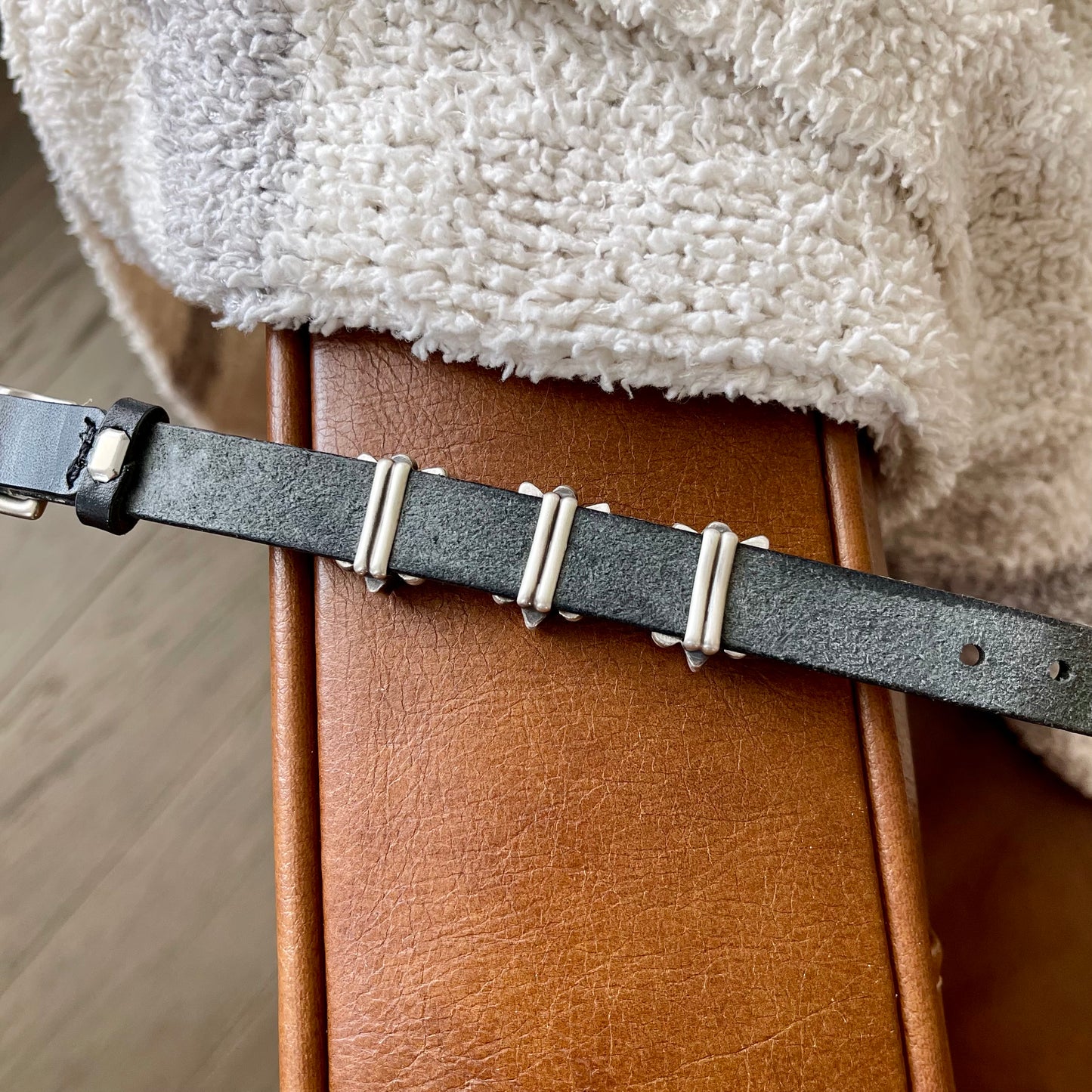 Three Turquoise Stars Adjustable Leather Slide Bracelet