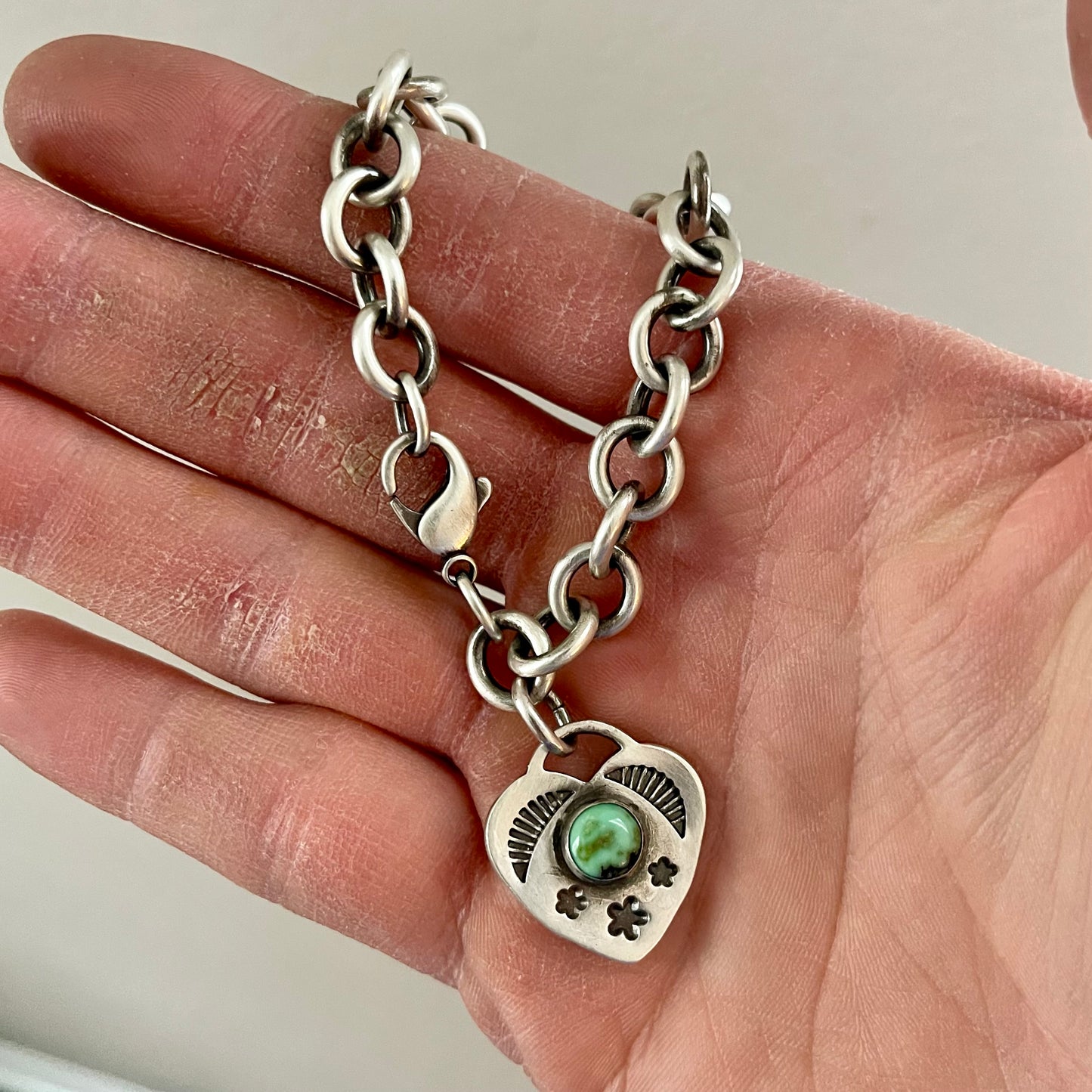 Variscite Heart Charm Bracelet