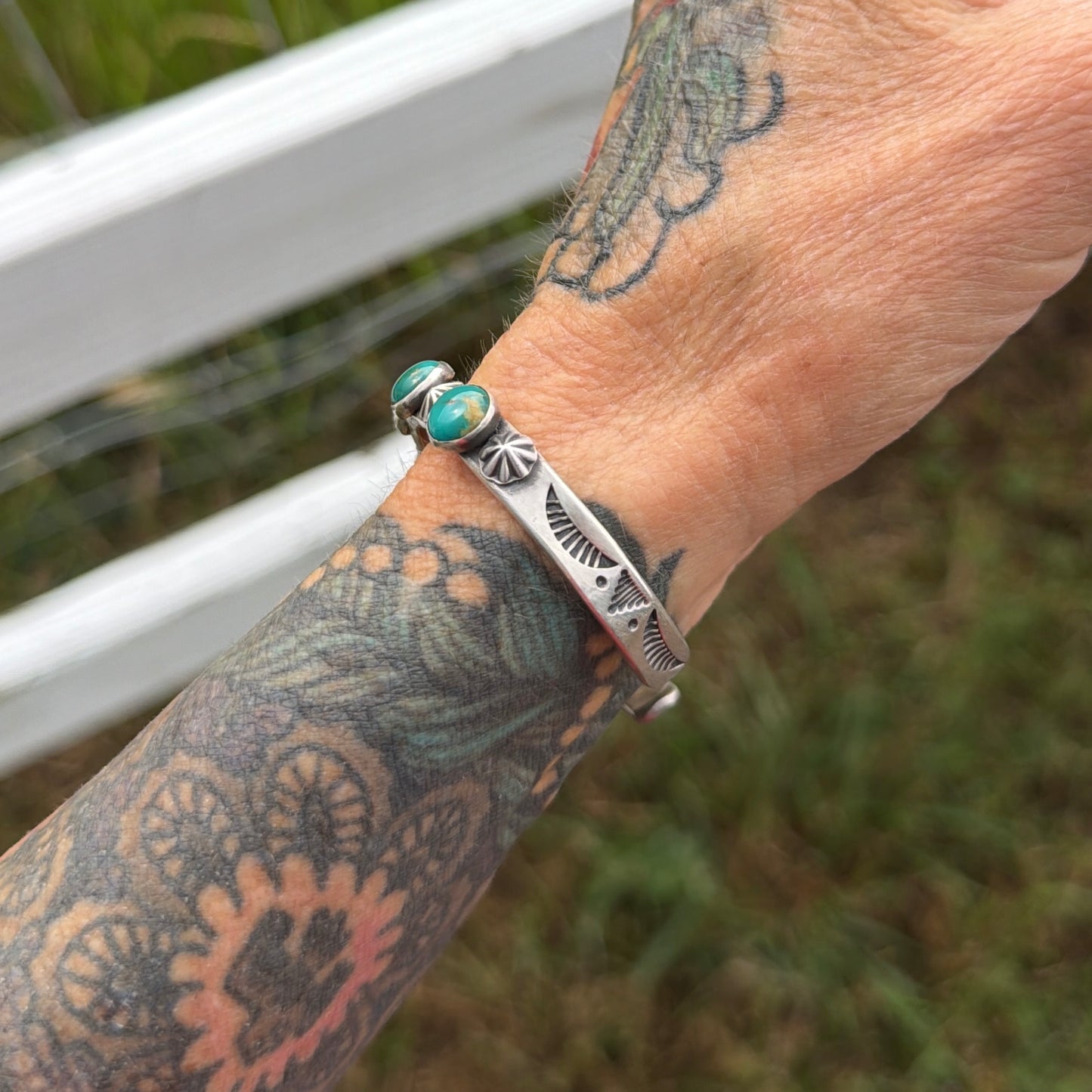 Kingman Turquoise 5 Stone Stacker Cuff