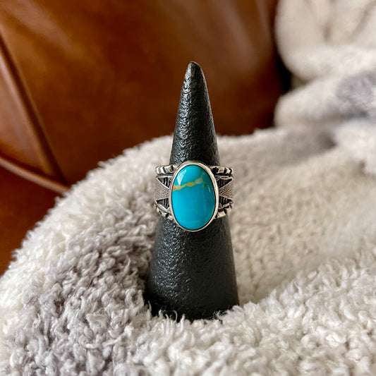 Armenian Turquoise Tapered Ring - Size 7
