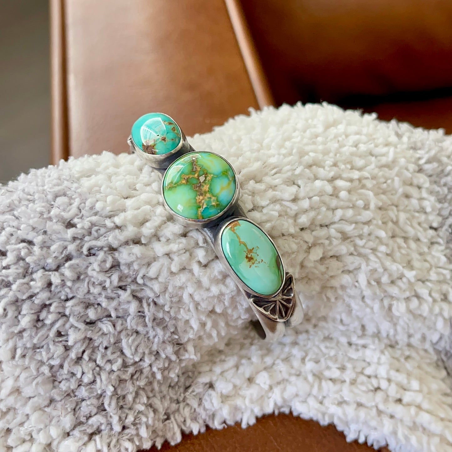 Sonoran & Emerald Valley Turquoise Three Stone Cuff