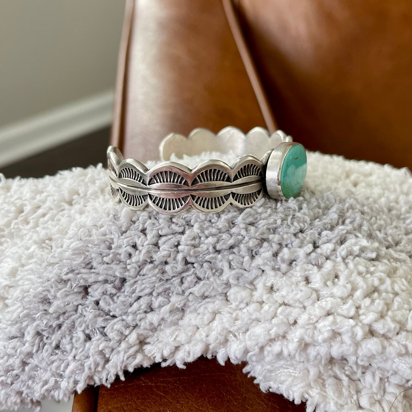 Turquoise Mountain Scalloped Cuff