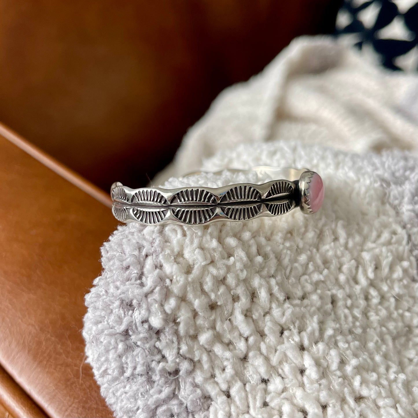 Pink Conch Stamped Stacker Cuff